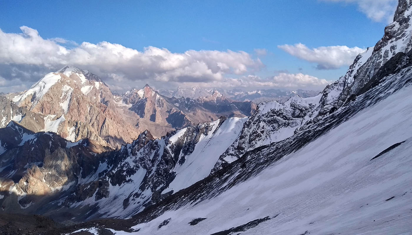 Sight over snowy Fann mountains