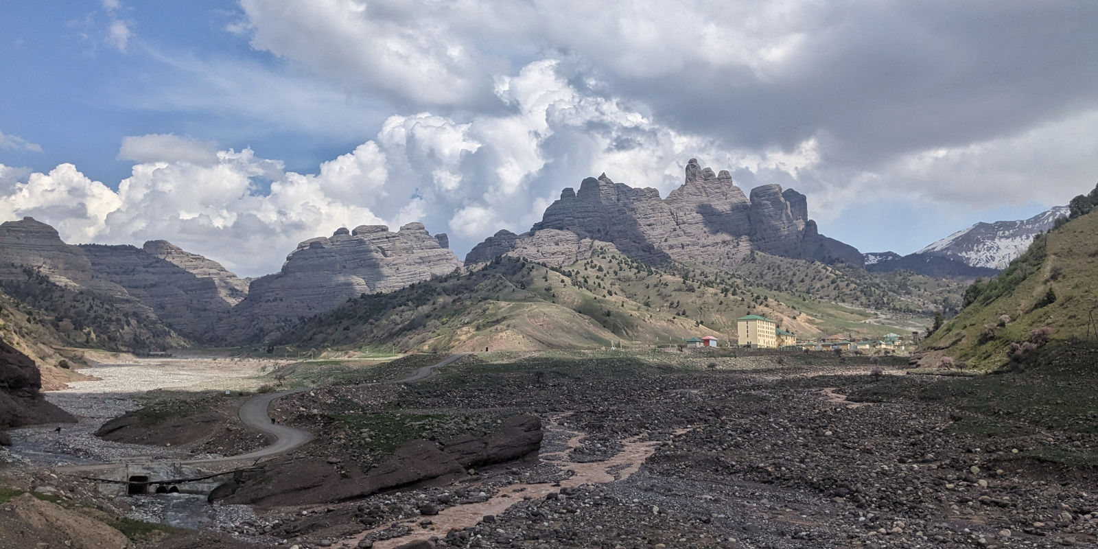 View on Childukhtaron rock formation in Khatlon province, Tajikistan