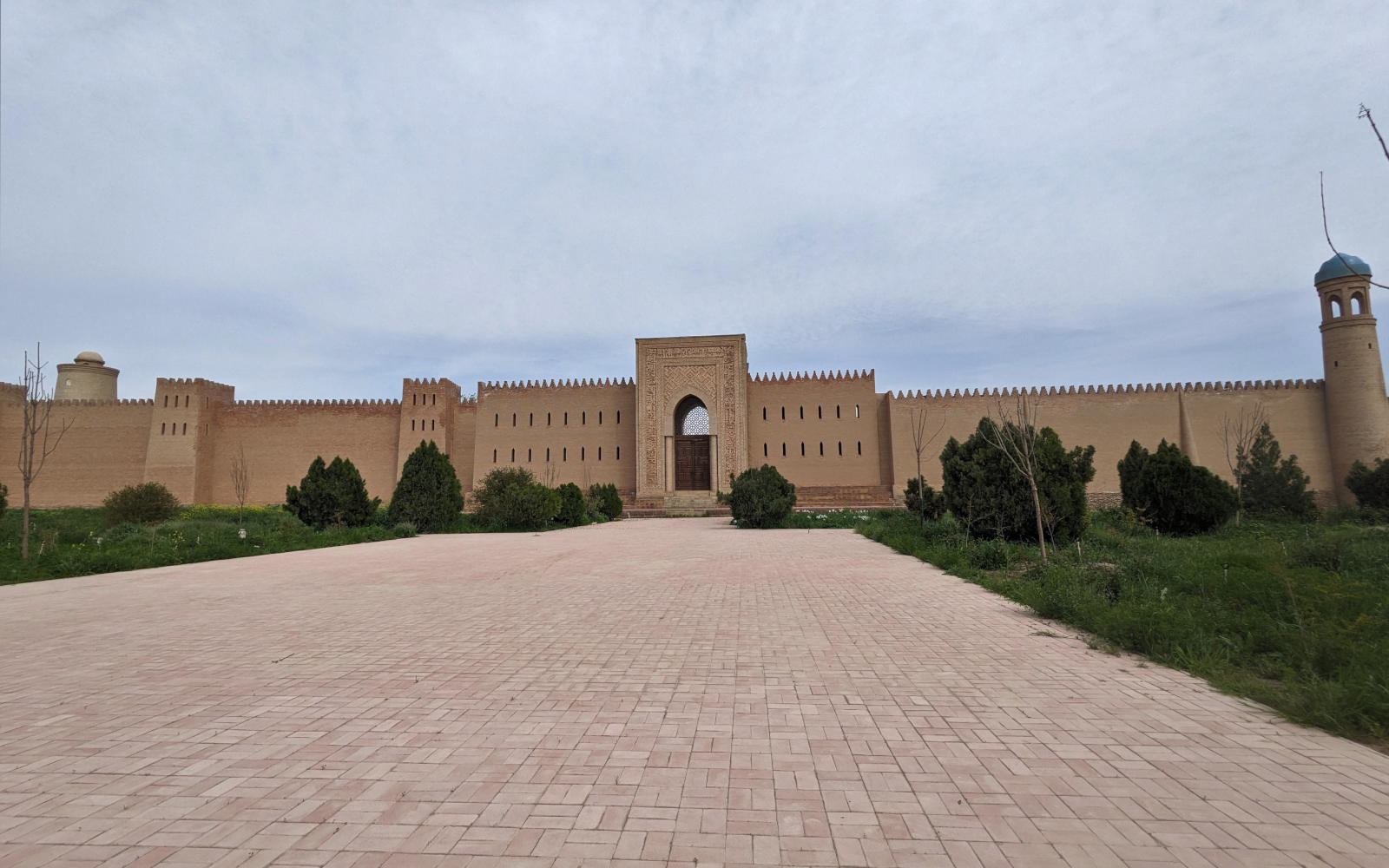 Outside wall and main gate of Hulbuk Fortress in Vose District of Khatlon