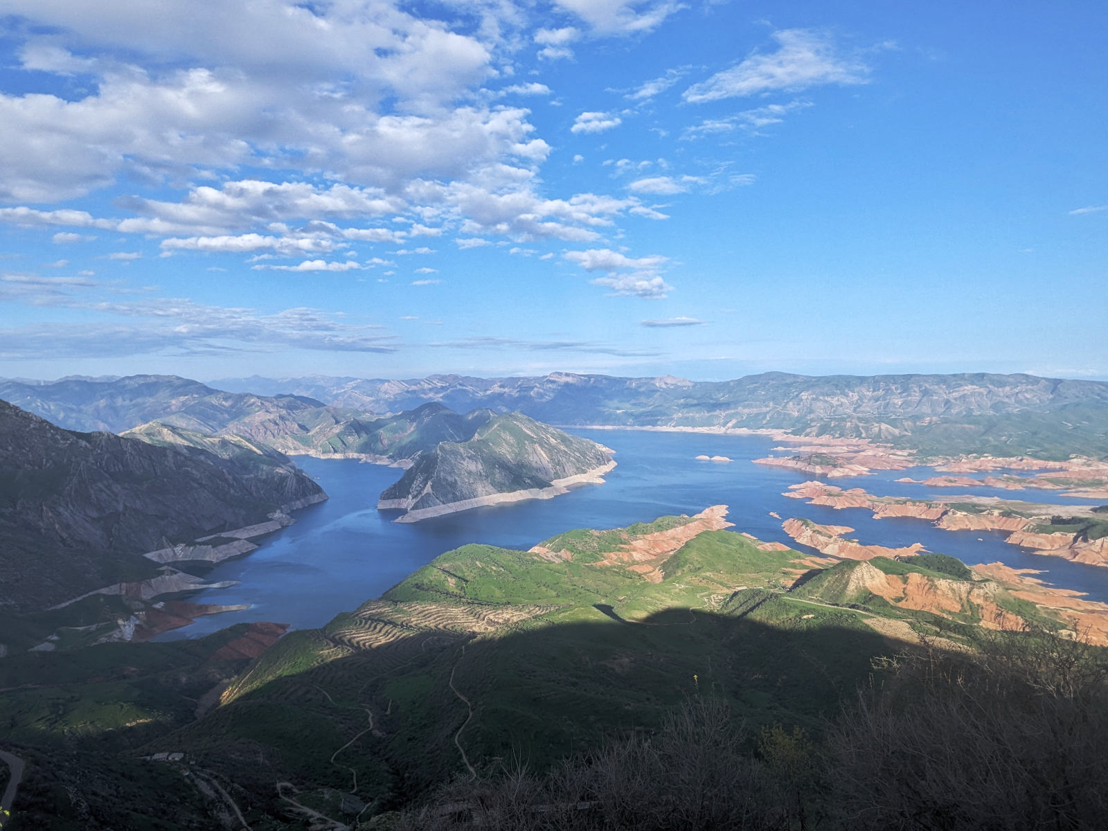 View over the Nurek Lake from a hilltop on the west shore