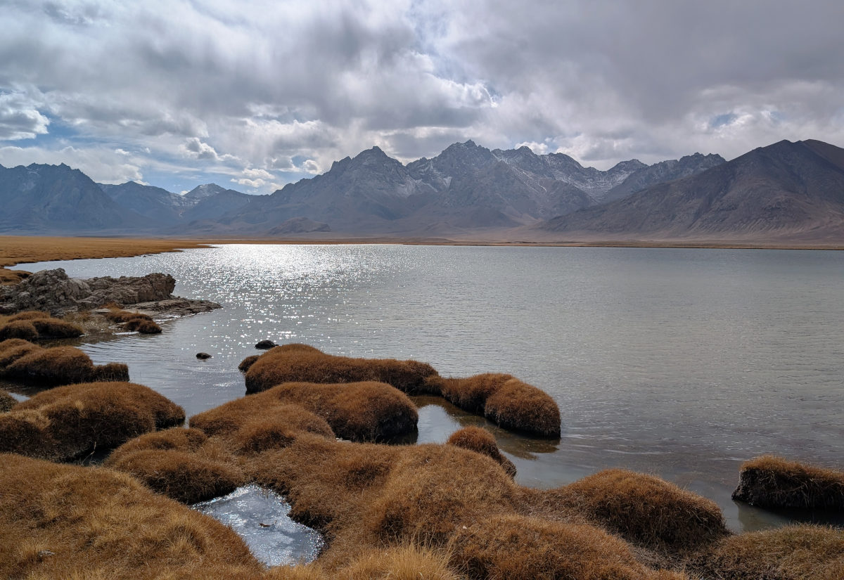 Qizilqurum Lake near the village of Shaimok in the southeast of Tajikistan