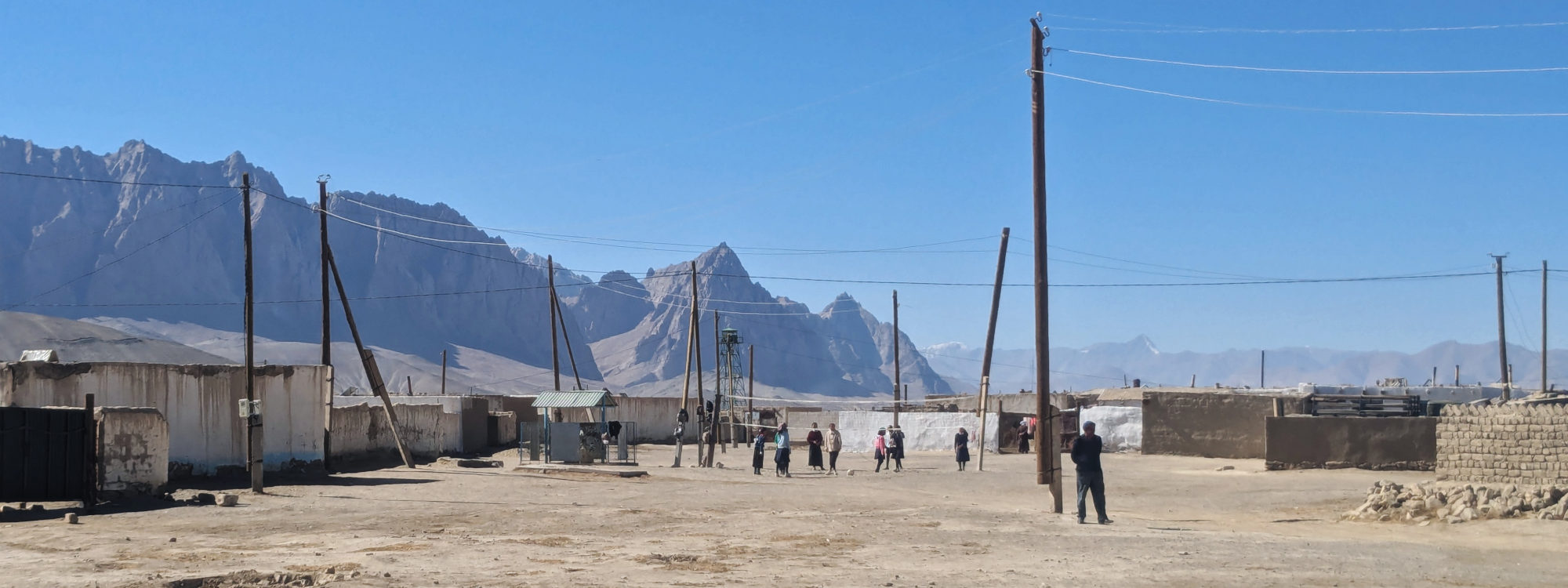 Children playing volleybal in the village of Rangkul in the Pamir Mountains